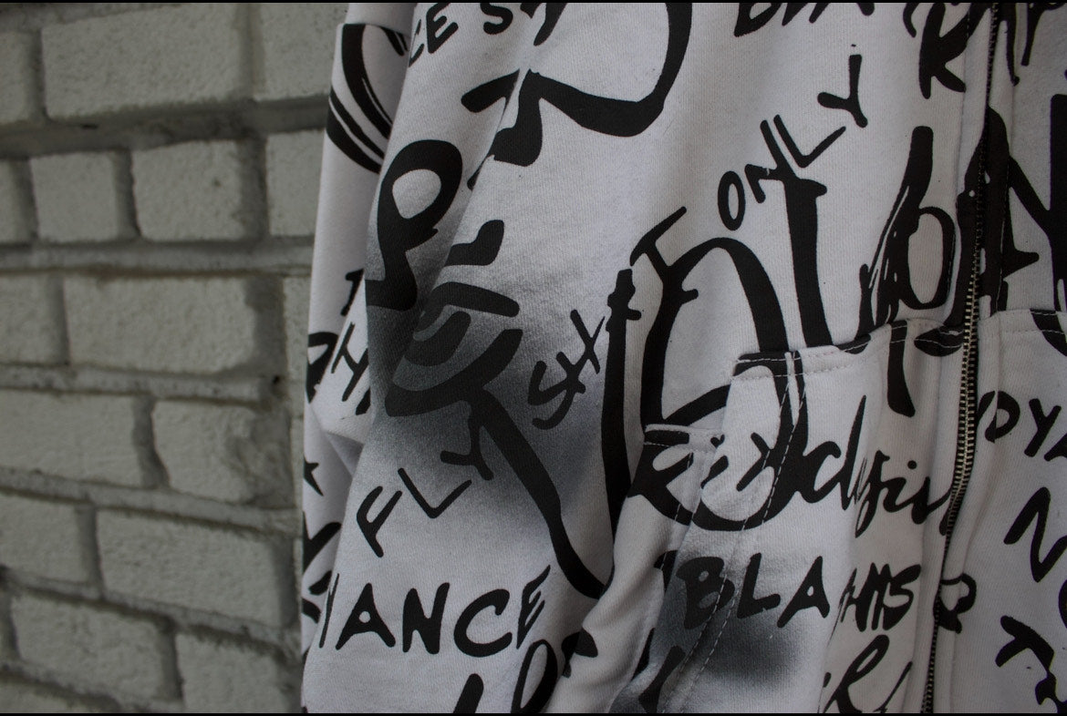 Voyance White Graffiti Zip