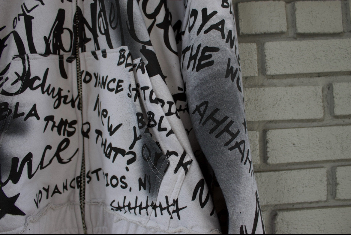 Voyance White Graffiti Zip